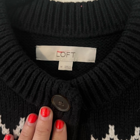 NWT LOFT Black Patterned Women's Sweater cotton blend size M (SKU D-118) - Picture 3 of 9